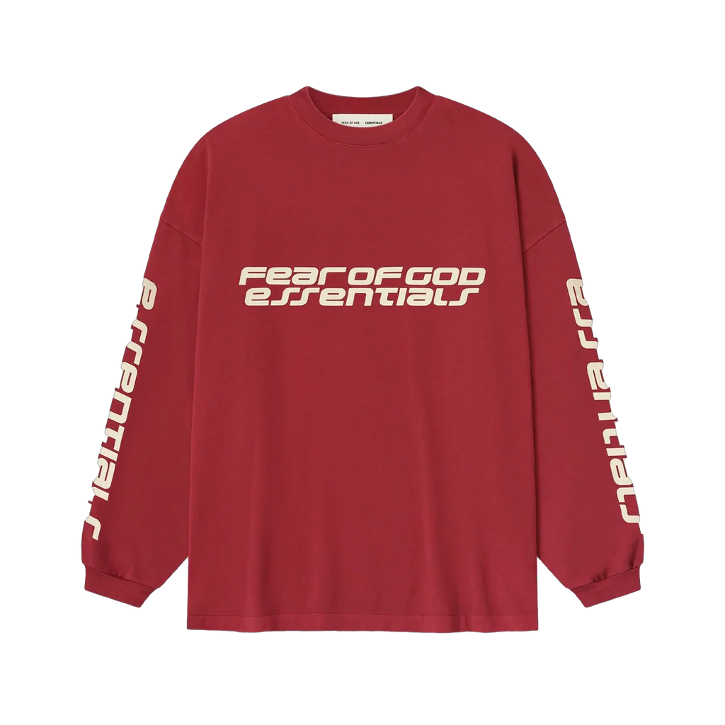 FEAR OF GOD ESSENTIALS LONG-SLEEVE T-SHIRT CRIMSON